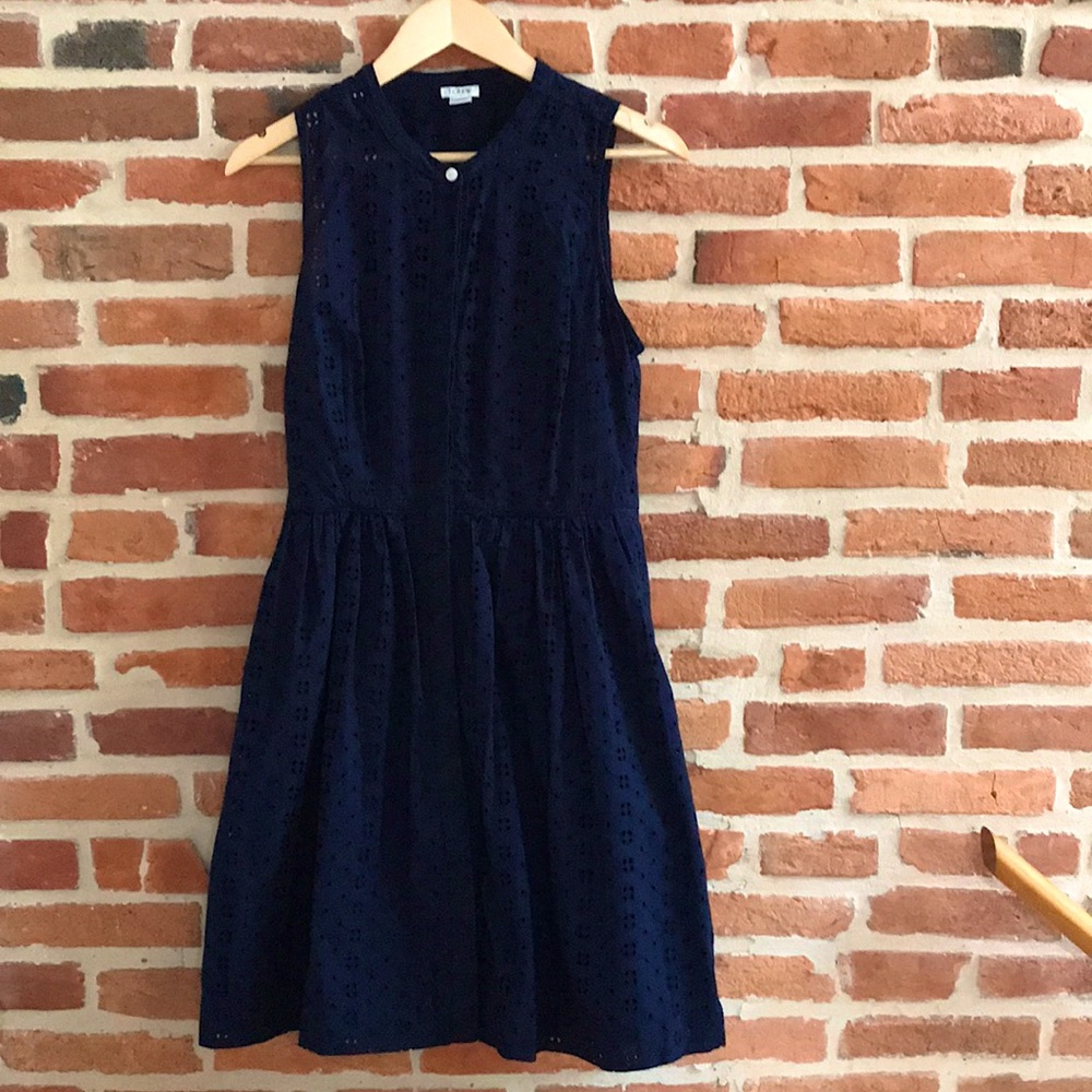 J. Crew Navy Blue Eyelet Dress